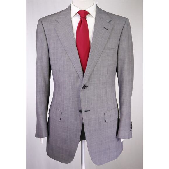 Astor & Black Custom Gray Plaid 2-Btn Wool Suit 42R - Picture 2 of 11